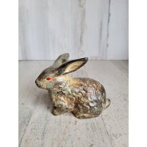 Vintage red-eyed bunny marble colored Easter spring rabbit mini home decor